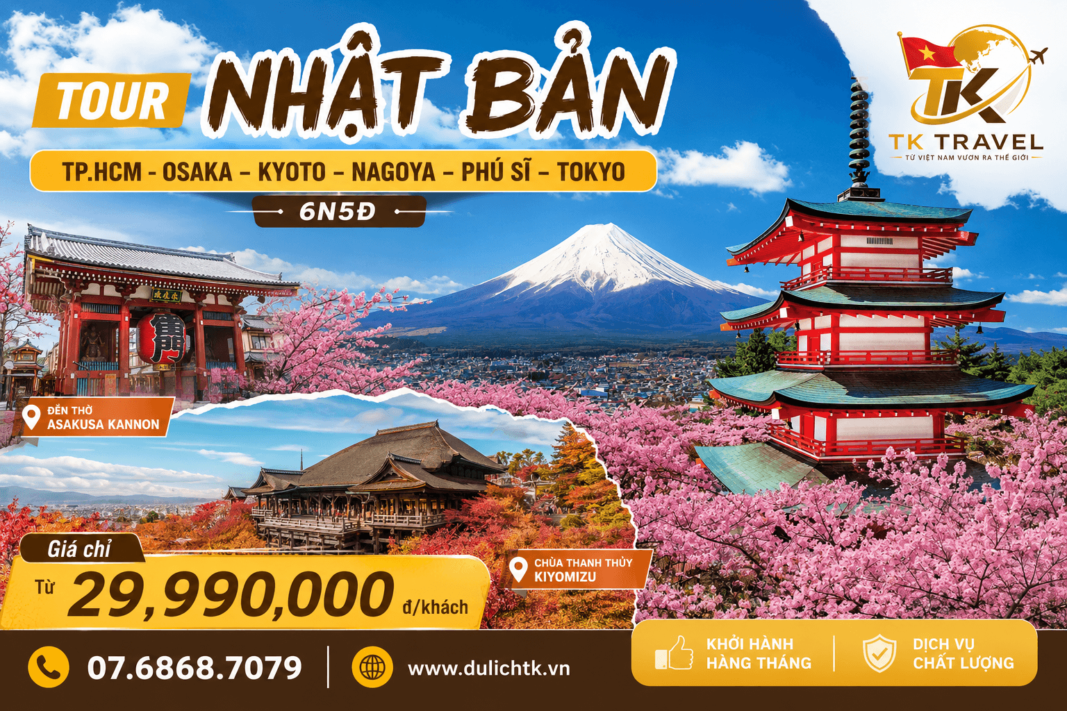 TOUR NHẬT BẢN | TP.HCM -  OSAKA – KYOTO - NAGOYA – PHÚ SĨ – TOKYO | 6N5Đ