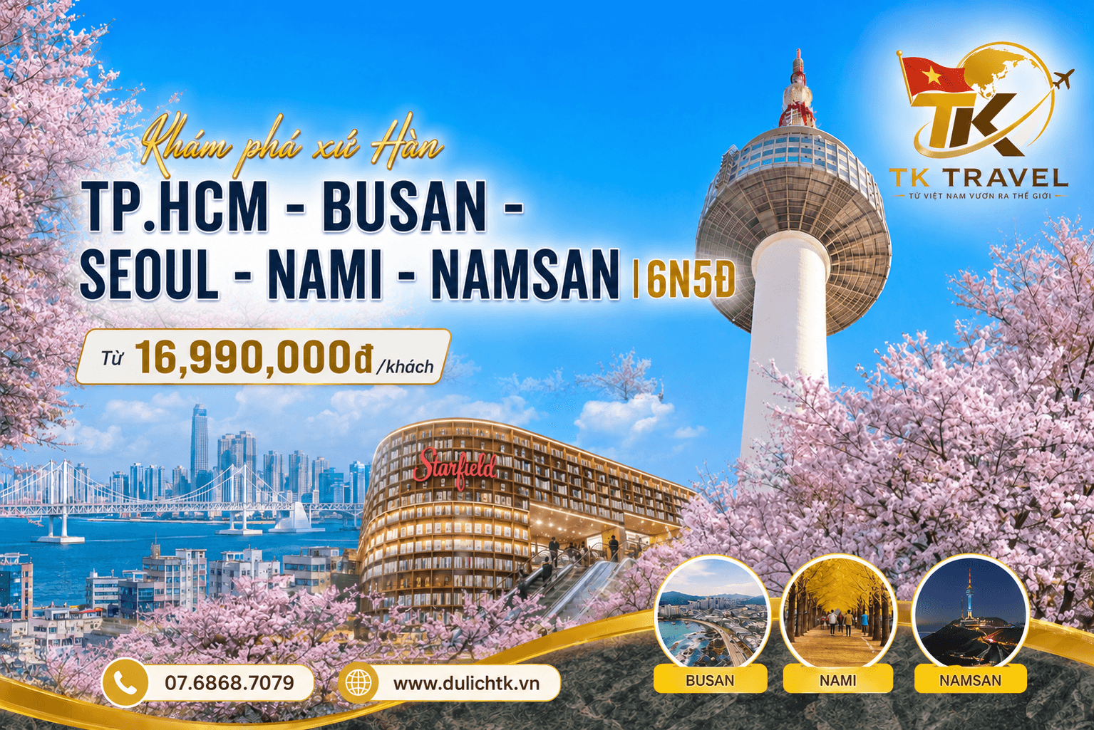 TOUR HÀN QUỐC | TP.HCM - BUSAN - SEOUL - NAMI - NAMSAN | 6N5Đ